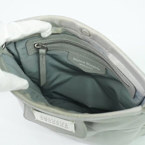 Maison Margiela Grand Slam Leather Shoulder Crossbody Bag Gray Silver - Picture 10 of 15
